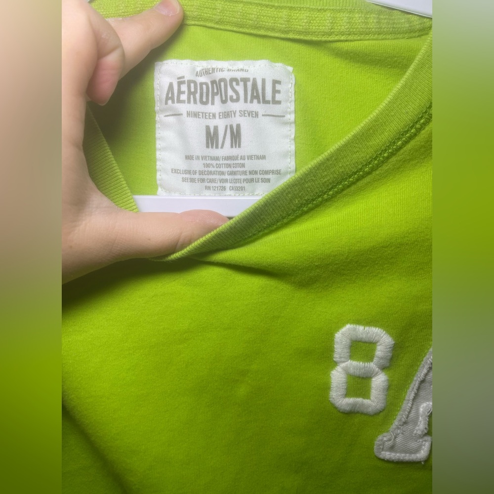 VTG Aeropostale Y2K Long Sleeve T-Shirt Men’s M Lime Green 100% Cotton - Picture 4 of 7